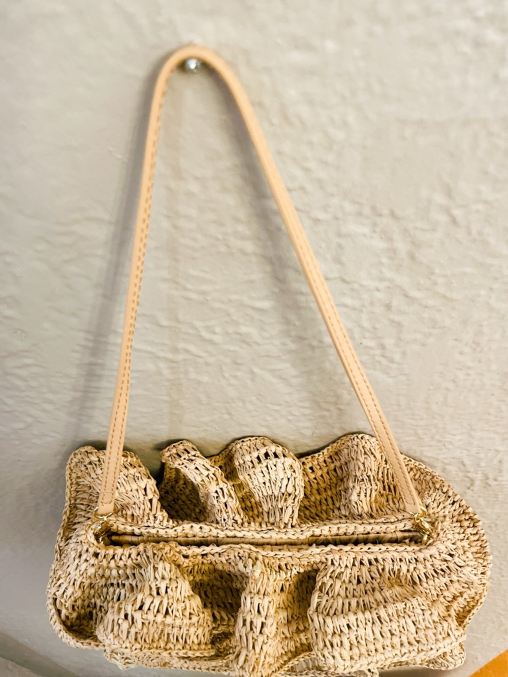 Loeffler Randall Odette Clutch in Natural  Woven Ruffle Purse from REVOLVE NWOT - Picture 5 of 10